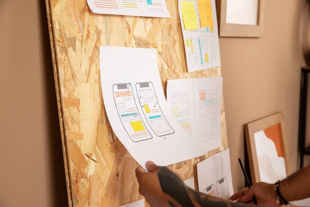 Website design wireframes and layout sketches for an Edmonton small business